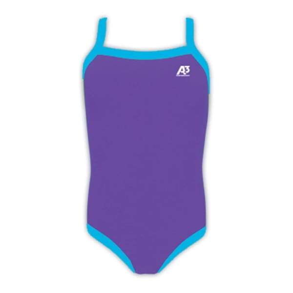 A3 Performance Girls Swimsuit Lycra - Purple/Turquoise 512 / 10 - Kids