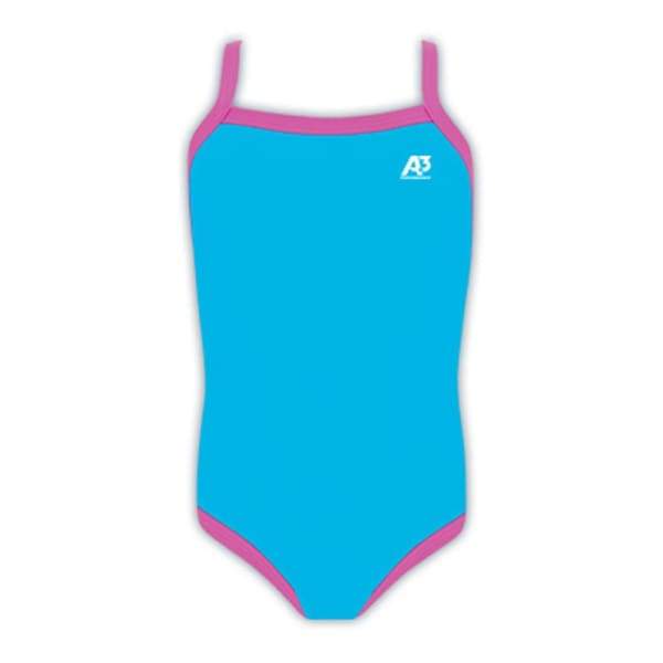 A3 Performance Girls Swimsuit Lycra - Turquoise/Pink 857 / 4 - Kids