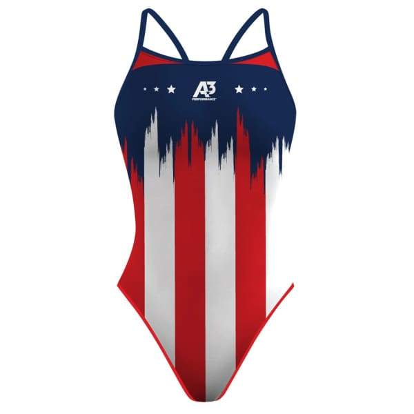 A3 Performance USA Stripes Female Flashback Swimsuit - A3 Performance