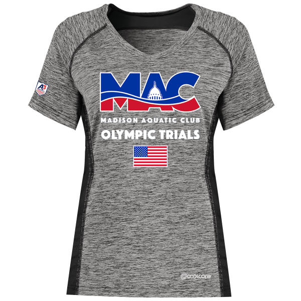 MAC: Olympic Trials Team - Englehardt Electrify Tee - Ladies XS / Heathered Back Madison Aquatic Club