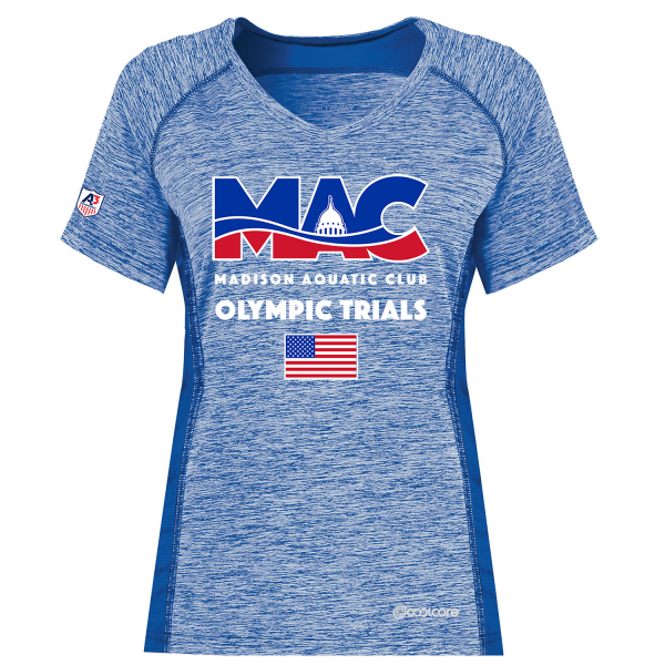 MAC: Olympic Trials Team - Englehardt Electrify Tee - Ladies XS / Royal Heathered Madison Aquatic Club