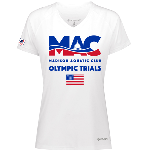 MAC: Olympic Trials Team - Englehardt Electrify Tee - Ladies XS / White Madison Aquatic Club