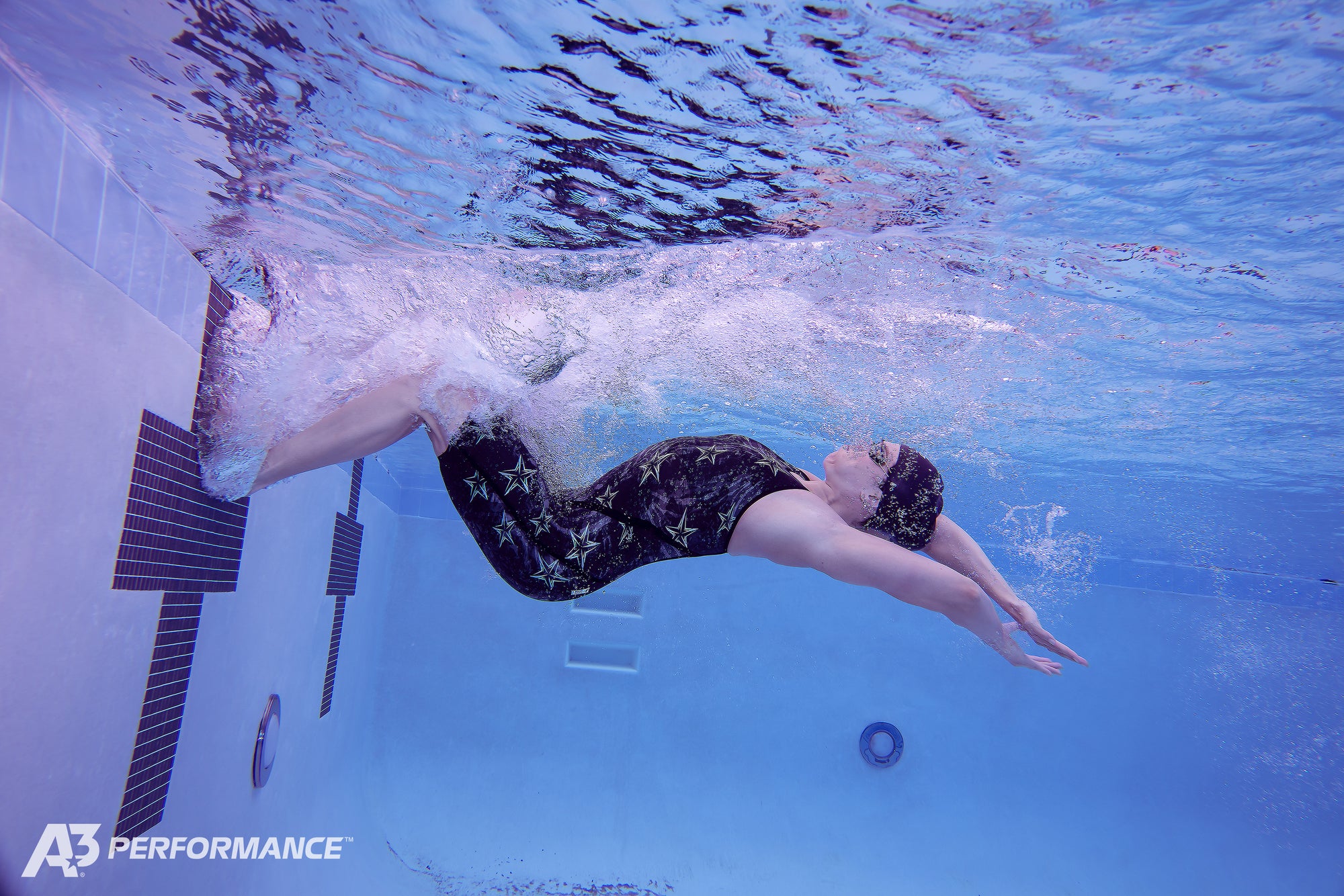 A3 Performance PHENOM Technical Racing Swimsuit - Black - Beata Nelson underwater