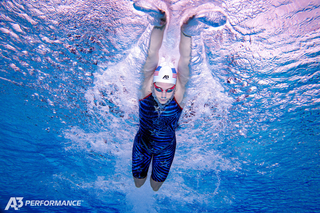A3 Performance PHENOM Technical Racing Swimsuit - Blue - underwater Beata Nelson