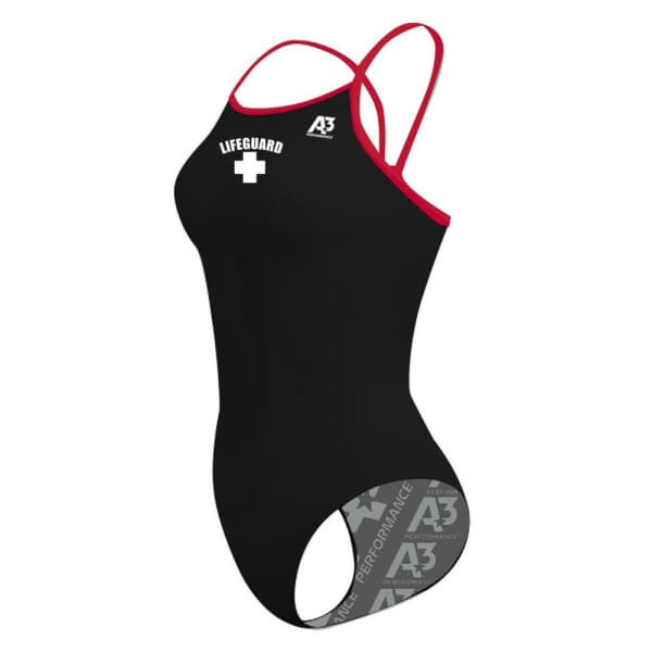 A3 Performance Guard Female Xback Swimsuit w/ logo - Black/Red 106 / 22 - Female