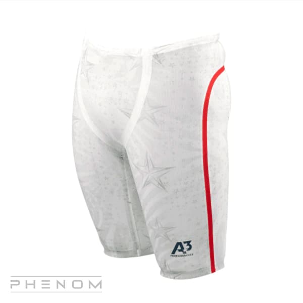A3 Performance PHENOM Male Jammer Technical Racing Swimsuit - White 263 / 20