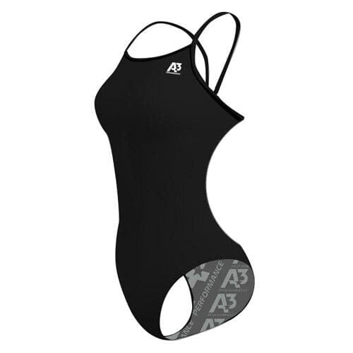 A3 Performance Solid Female Flashback Swimsuit - Black 100 / 24 - Female