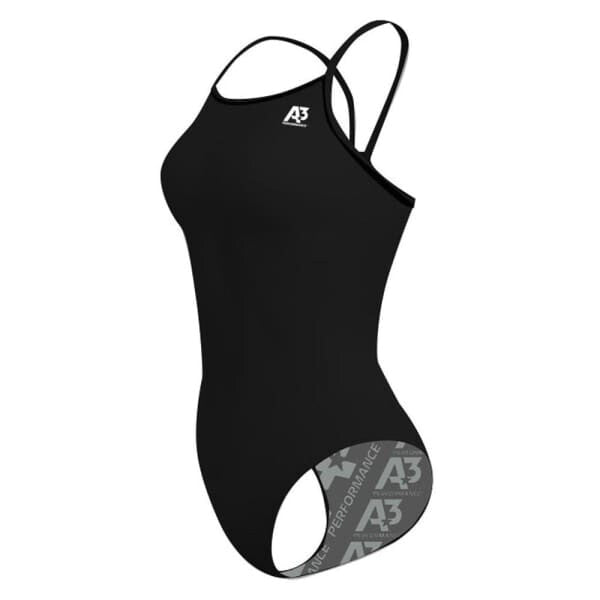 A3 Performance Solid Female Xback Swimsuit - Black 100 / 20 - Female