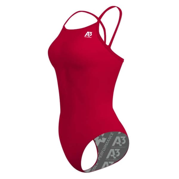 A3 Performance Solid Female Xback Swimsuit - Red 400 / 22 - Female