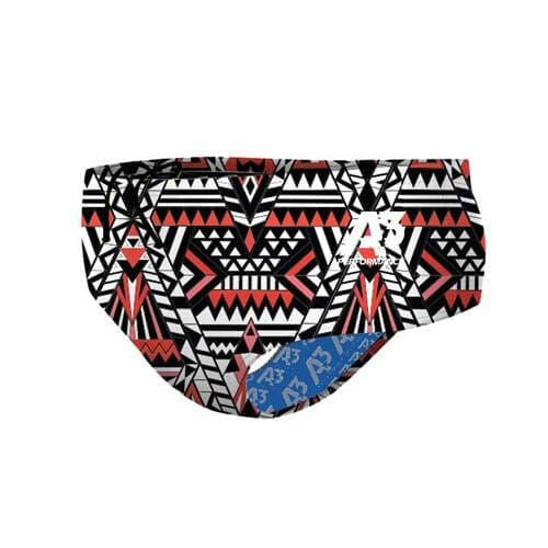 A3 Performance Tribal Geo Male Brief Swimsuit - Red 400 / 22 - Male