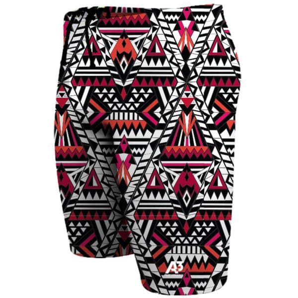 A3 Performance Tribal Geo Male Jammer Swimsuit - Red 400 / 18 - Male