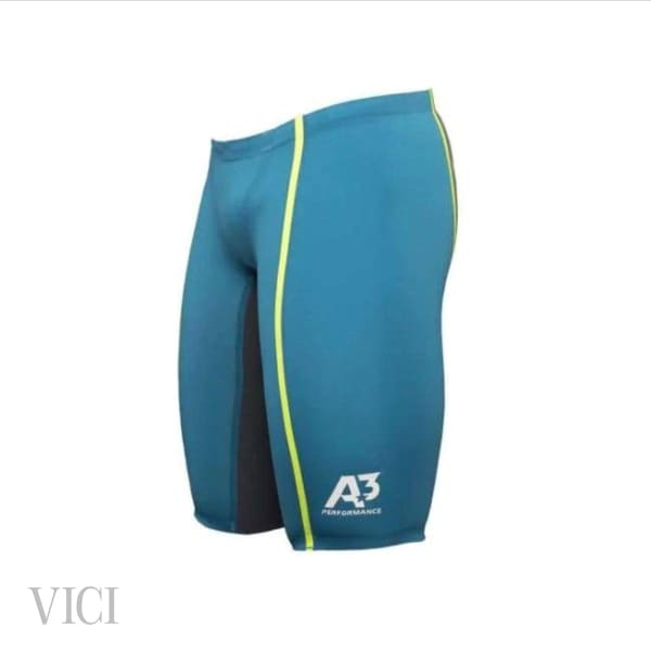 A3 Performance VICI Male Jammer Technical Racing Swimsuit - Teal/Yellow 859 / 20