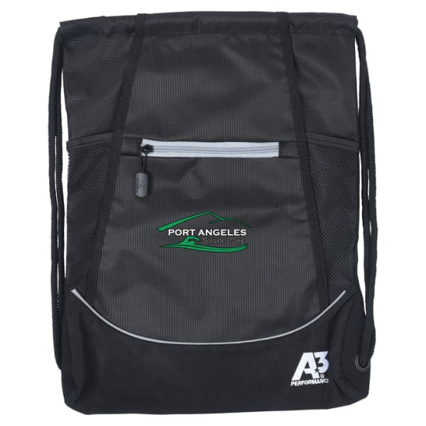 PASC Cinch Bag w/ logo - Black - Port Angeles Swim Club