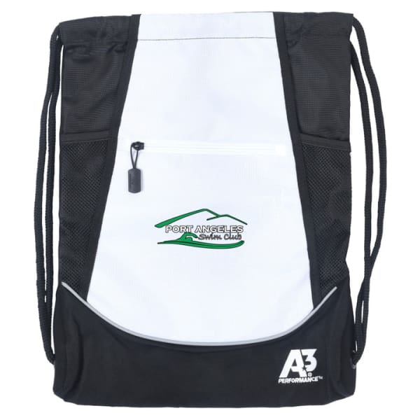 PASC Cinch Bag w/ logo - White - Port Angeles Swim Club