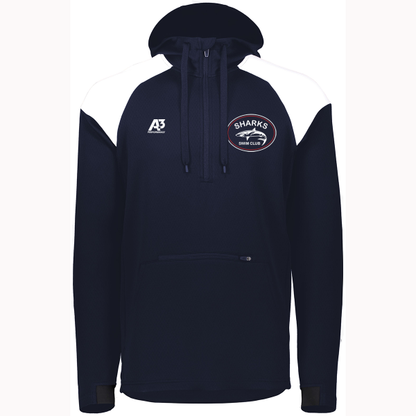 Sharks Limitless 1/4 Zip Hoodie - Navy/White 301 / X-Small - Schenectady Sharks