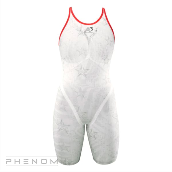 Team PHENOM Female Closed Back Technical Racing Swimsuit - White 263 / 18 A3 Performance