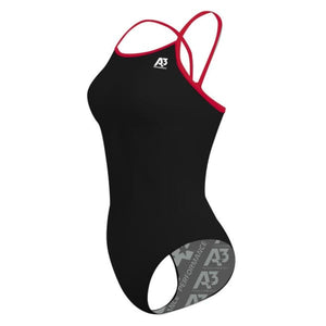 A3 Performance Contrast Female Xback Swimsuit - Black/Red 106 / 20 - Female