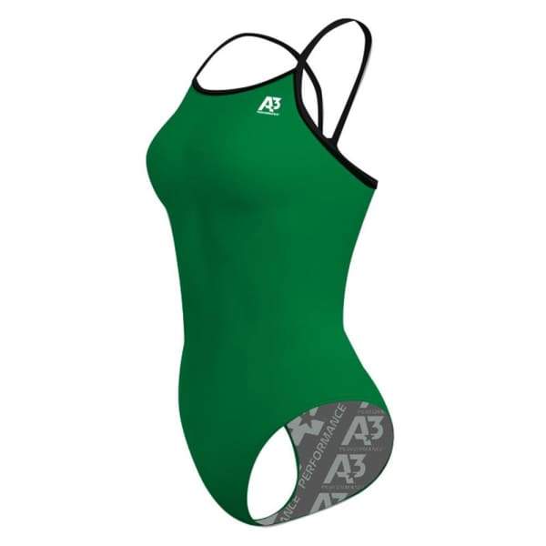 A3 Performance Contrast Female Xback Swimsuit - Green/Black 801 / 20 - Female