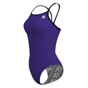 A3 Performance Contrast Female Xback Swimsuit - Purple/Black 501 / 20 - Female