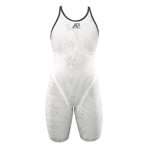 Team PHENOM Female Closed Back Technical Racing Swimsuit - White/Charcoal 251 / 18 - A3 Performance