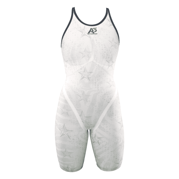 Team PHENOM Female Powerback Technical Racing Swimsuit - White/Charcoal 251 / 18 - A3 Performance